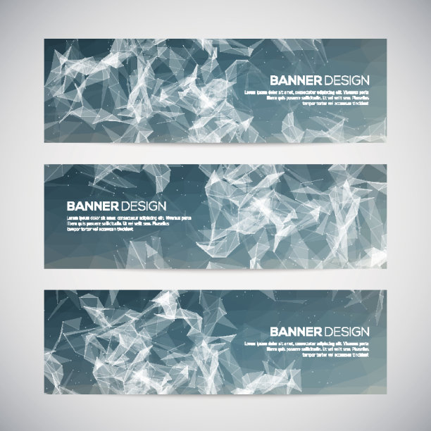 旗帜与抽象的彩色几何三角形图案和背景图片下载