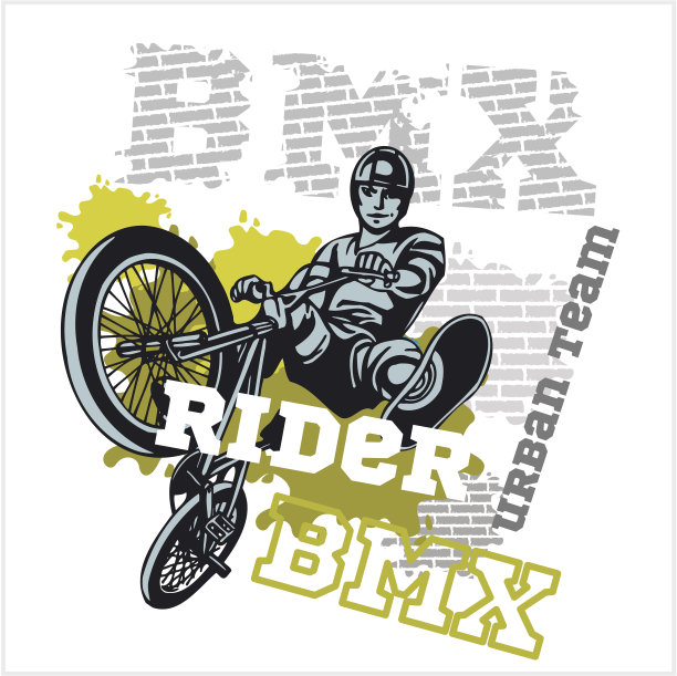 小轮车车手-城市队。矢量设计。图片下载