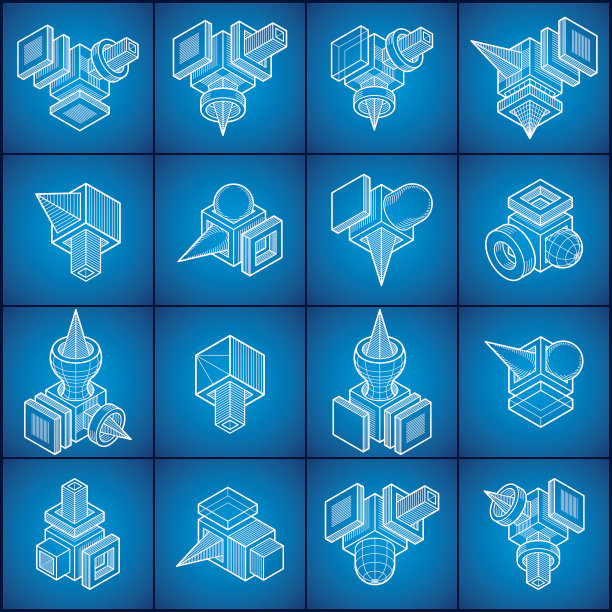 三维设计，抽象矢量形状集。图片下载