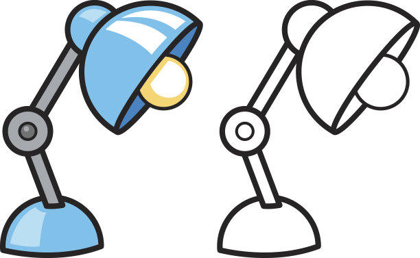 彩色和黑白着色书灯图片下载