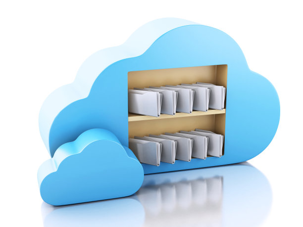 3d云端文件存储。云计算的概念。图片下载