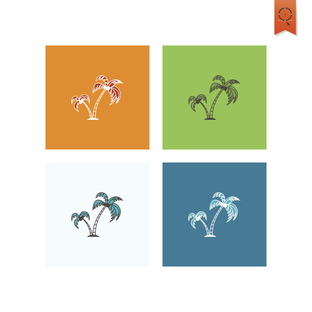 夏季和海滩简单的平面图标图片下载