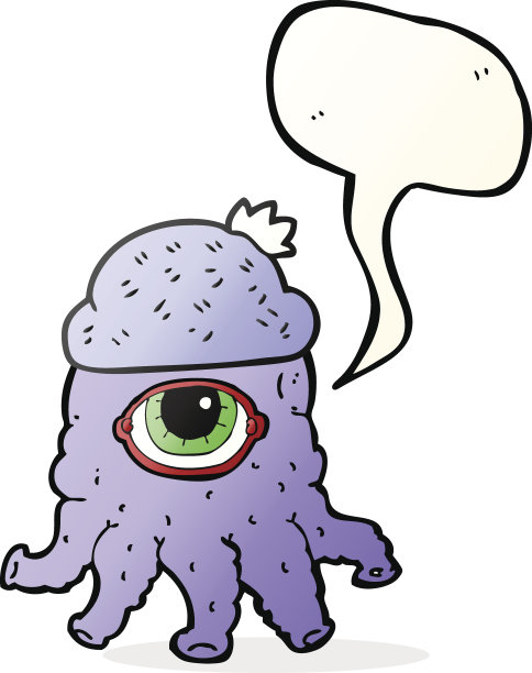 说话泡泡卡通外星人戴着帽子图片下载