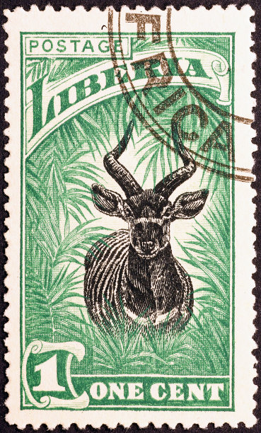 1918年发行的利比里亚邮票上的羚羊图片下载
