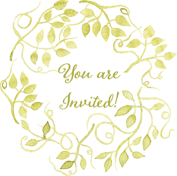 你的请柬。花圈水彩手绘。图片下载