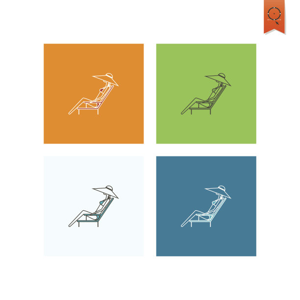 夏季和海滩简单的平面图标图片下载