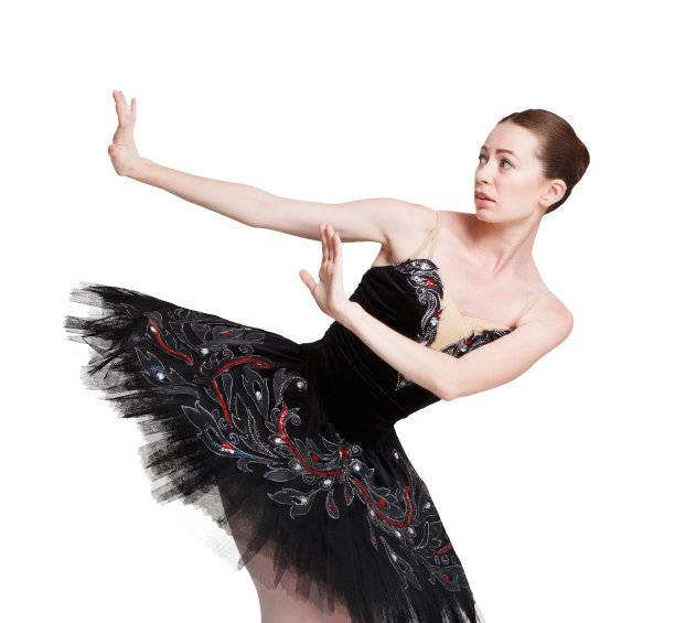 惊恐的芭蕾舞者肖像孤立在白色的背景图片下载