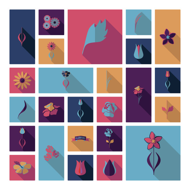 平面概念设计与阴影收集花图片下载