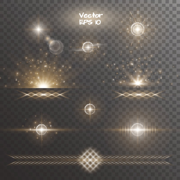 一组金色的灯光效果素材图片