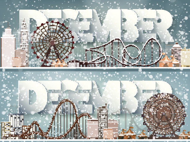 去年12月,冬天的城市。城市的轮廓。城市的天际线。全景。中城图片下载