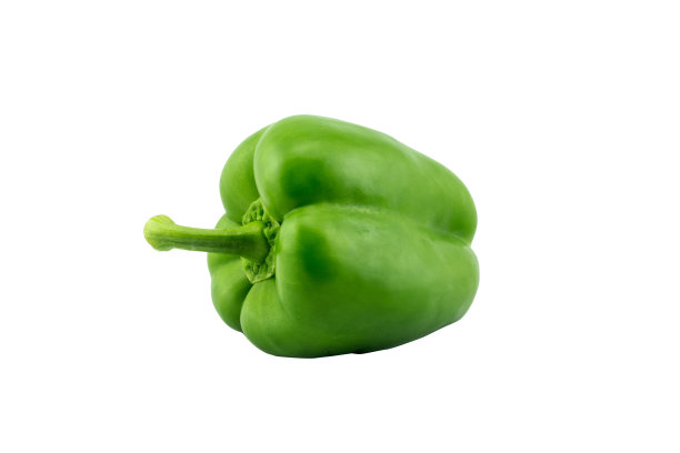 单株绿色甜椒，白色背景，孤立图片下载