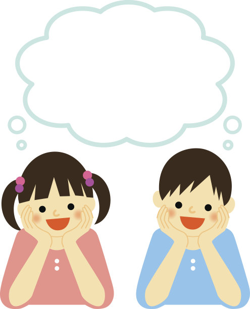 梦想着女孩和男孩的思想泡泡图片下载