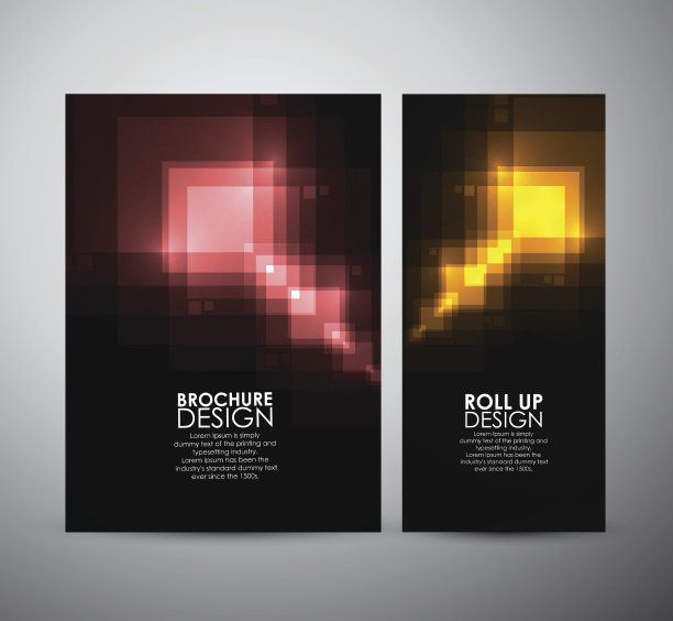 抽象方块闪烁图案。宣传册或业务模板卷起来。图片下载