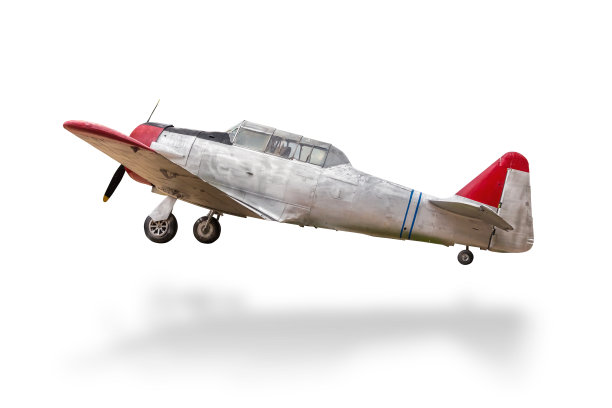 复古飞机撞上了地面，变成了白色。与剪切路径图片下载