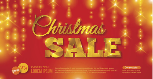 闪闪发光的圣诞促销横幅。矢量插图。图片下载