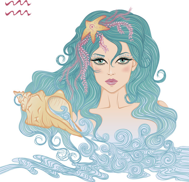 宝瓶座的占星标志作为一个美丽的女孩图片下载