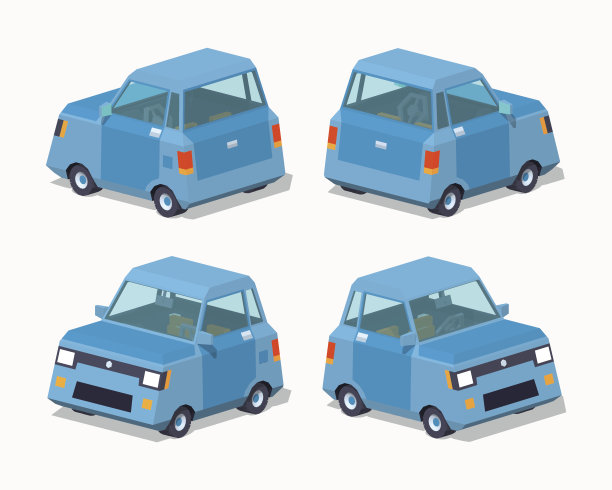 蓝色的紧凑型轿车图片下载