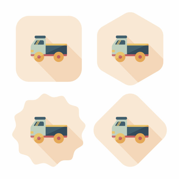 卡车平面图标与长影子，eps10图片下载