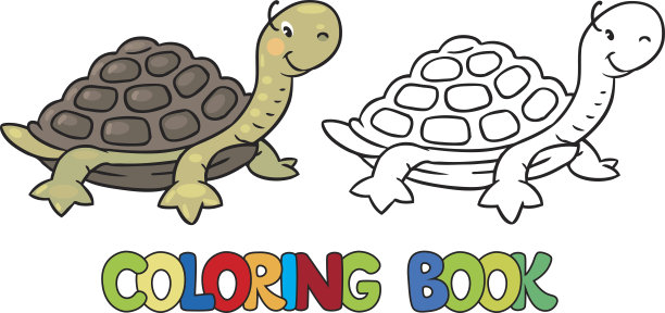 有趣的小乌龟的涂色书图片下载