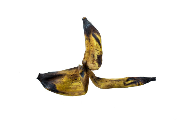 白色背景上的香蕉皮图片下载