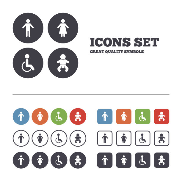 厕所马桶图标。人类的男性或女性标志图片下载