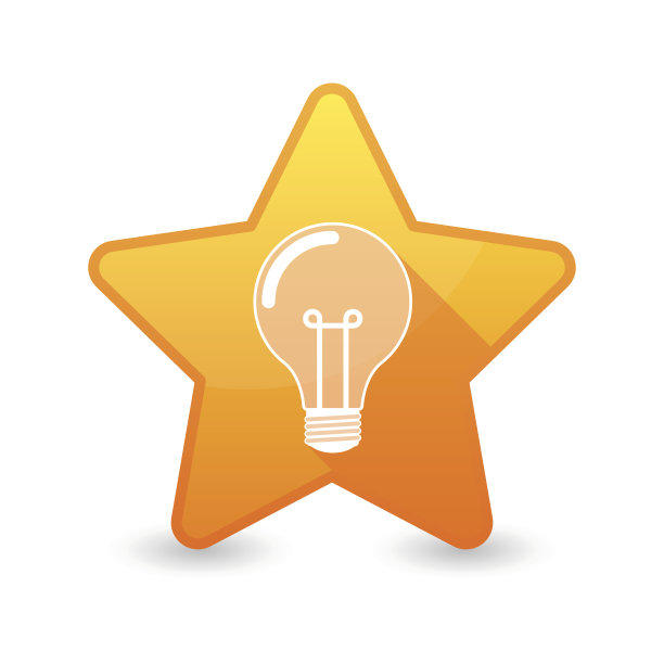 孤立的星形图标与灯泡图片下载