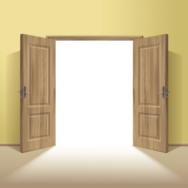 矢量木打开门与框架隔离的背景图片下载