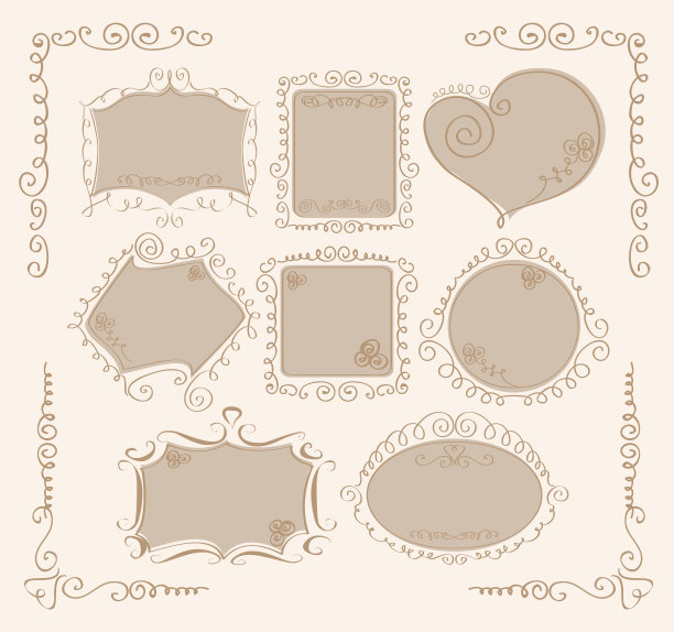 一套复古框架与鲜花图片下载