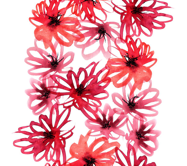 红色花朵无缝图案素材图片
