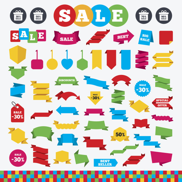 销售礼盒标签图标。折扣符号。图片下载