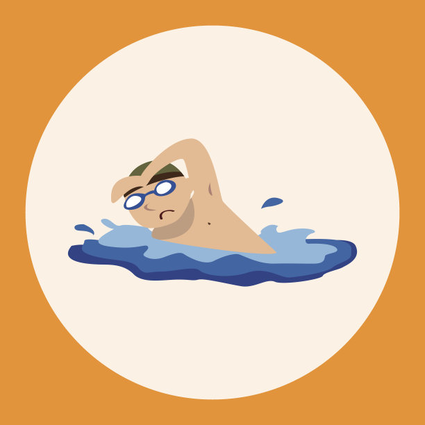 运动游泳运动员平面图标元素背景，eps10图片下载