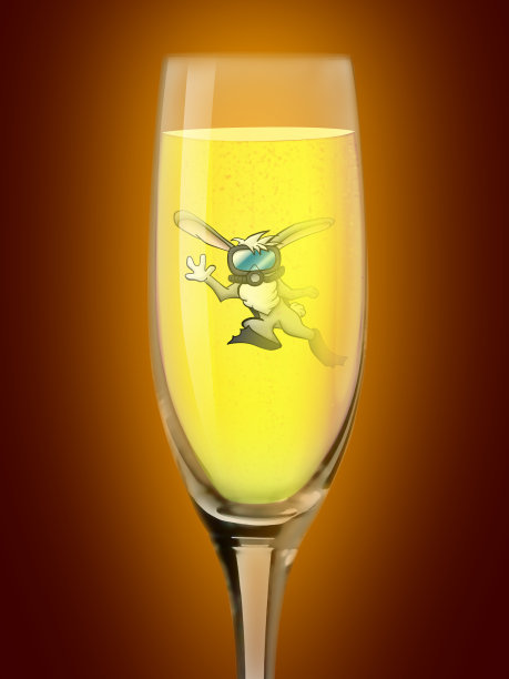 兔子跳水在香槟杯里图片下载