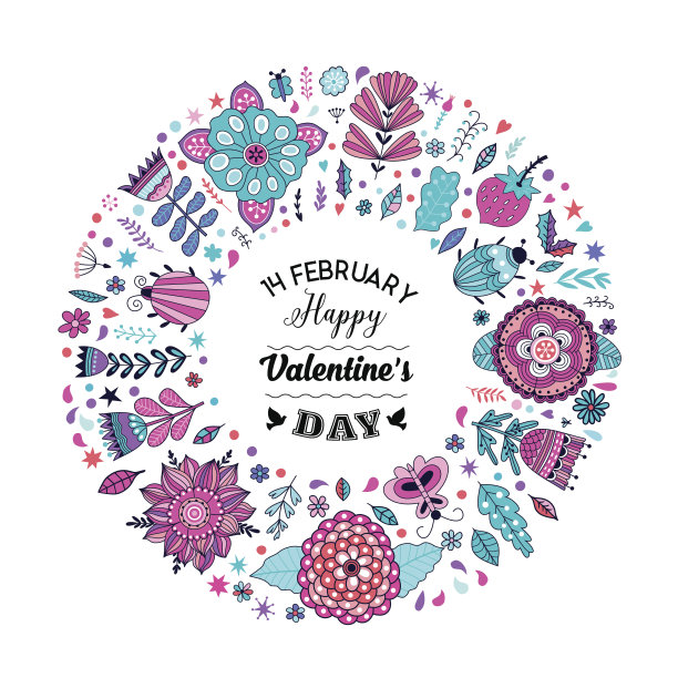 矢量圆形框架，花圈制成的花图片下载