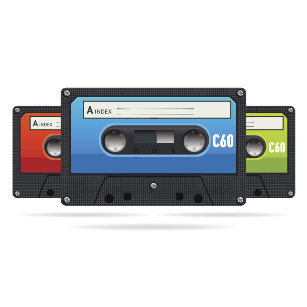 矢量彩色复古录音带图片下载