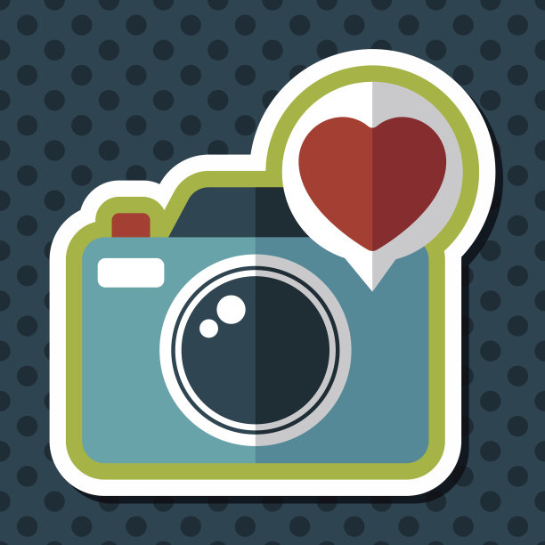 情人节照片相机与长影子图标，eps10图片下载