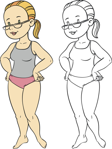 一个年轻女子的卡通插图图片下载