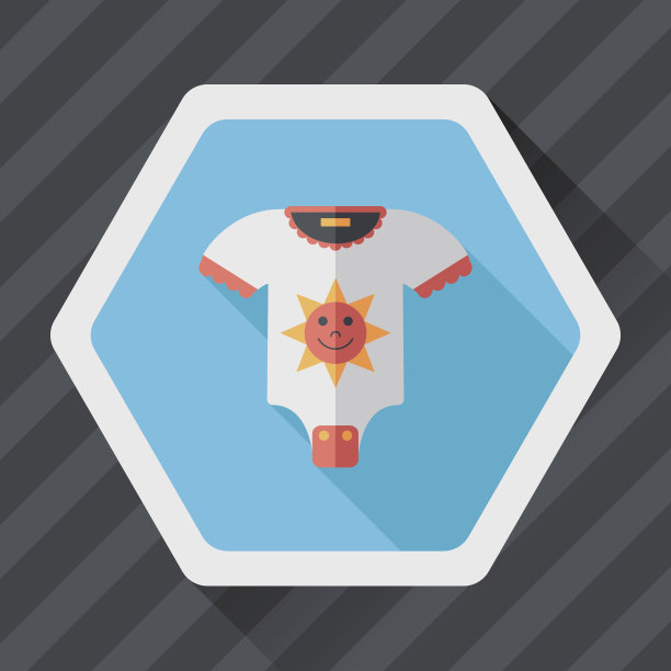 婴儿连体衣扁平图标与长影子，eps10图片下载