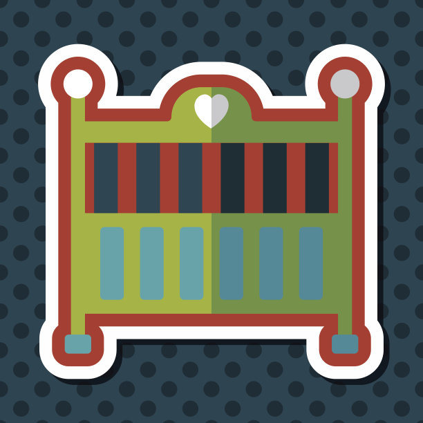 婴儿摇篮床与长影子的图标，eps10图片下载