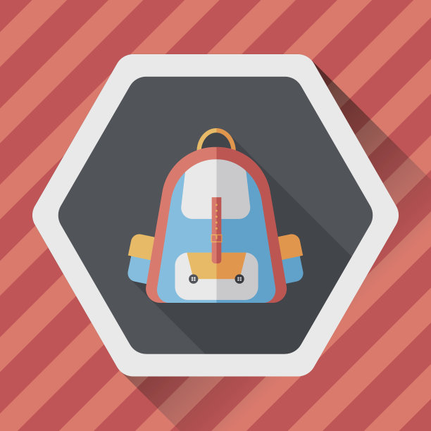 双肩包图标与长阴影，eps10图片下载