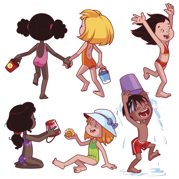 沙滩上的孩子们。大纲图片下载