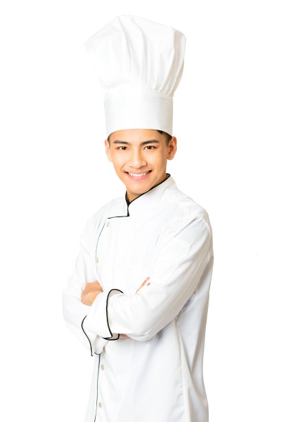 年轻男厨师的肖像孤立在白色图片下载