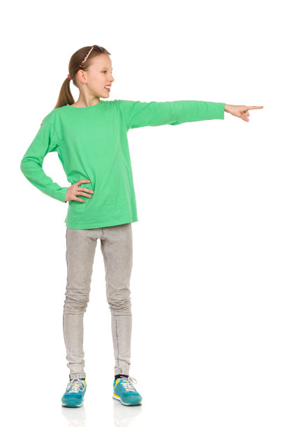 休闲女孩指向图片下载