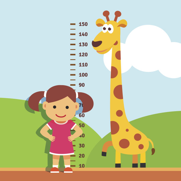 小女孩在幼儿园的墙上测量身高图片下载