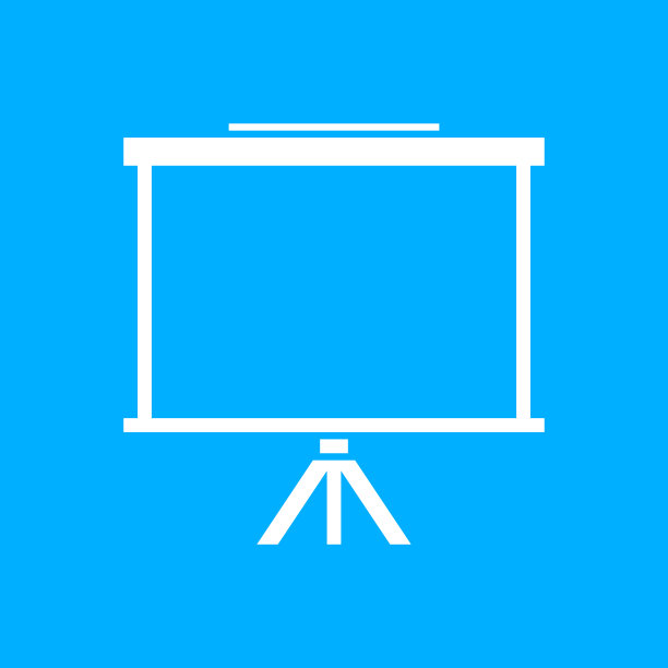 投影仪屏幕图标上的蓝色背景。图片下载