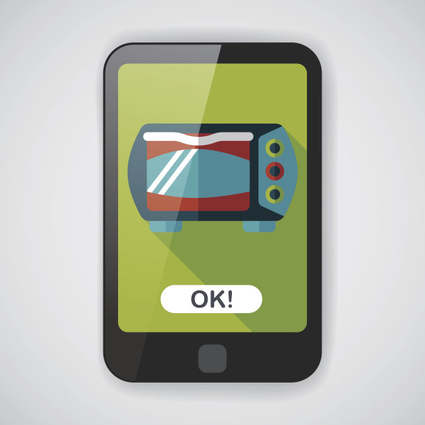 厨房用具烤箱扁平图标与长影子，eps10图片下载