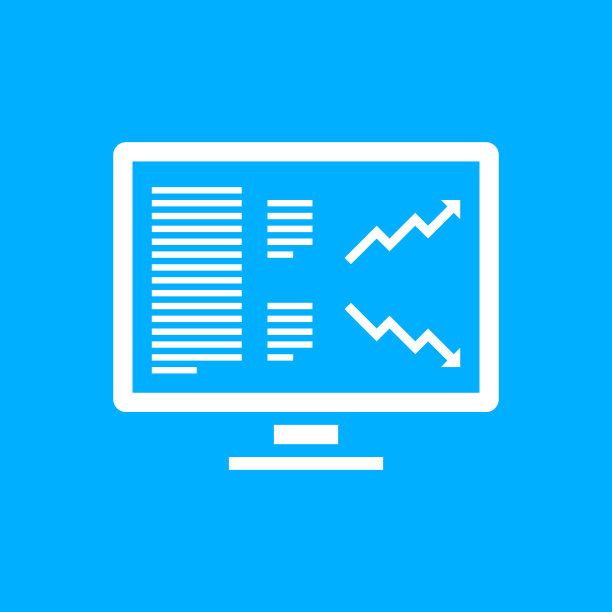 蓝色背景上的电脑显示器图标。图片下载