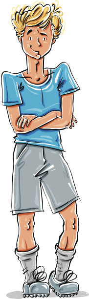 矢量全长画一个微笑的白种人金发图片下载