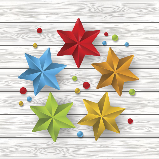 木制背景上的圣诞星星装饰图片下载