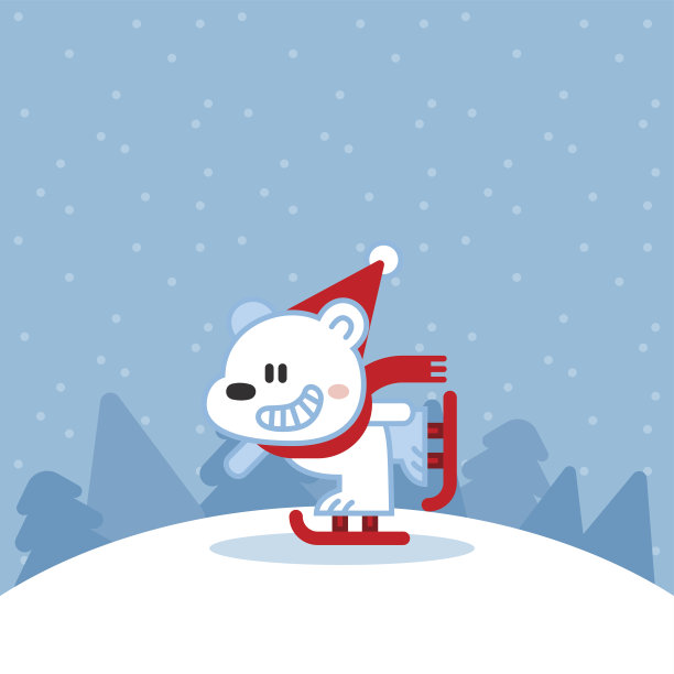 可爱的北极熊穿着溜冰鞋图片下载