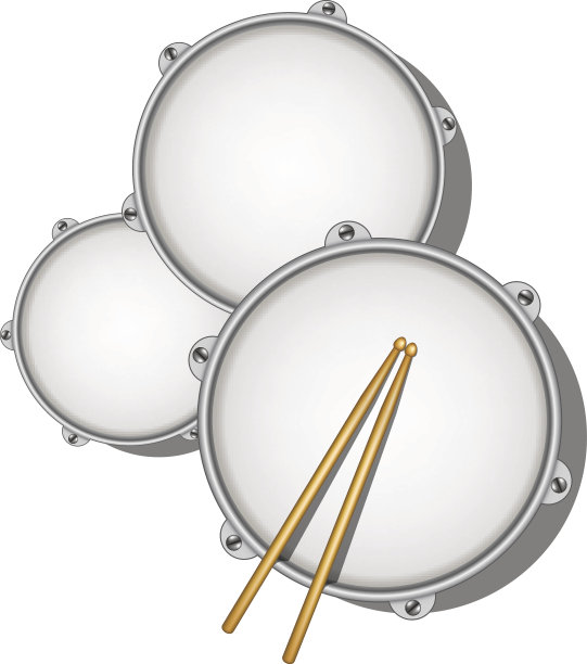 鼓和一对木制鼓槌图片下载
